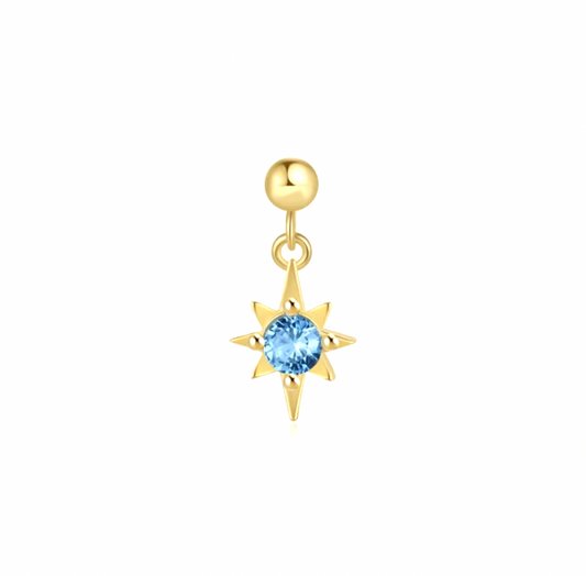 Dangling Blue Star Golden Circle Stud