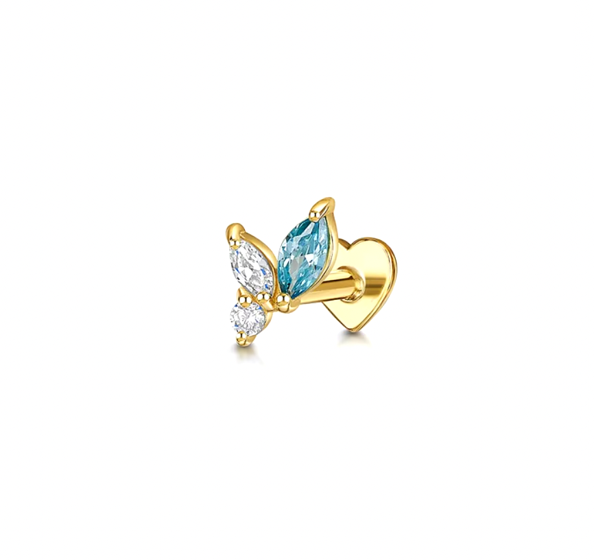 Blue Marquise Curve Stoned Stud