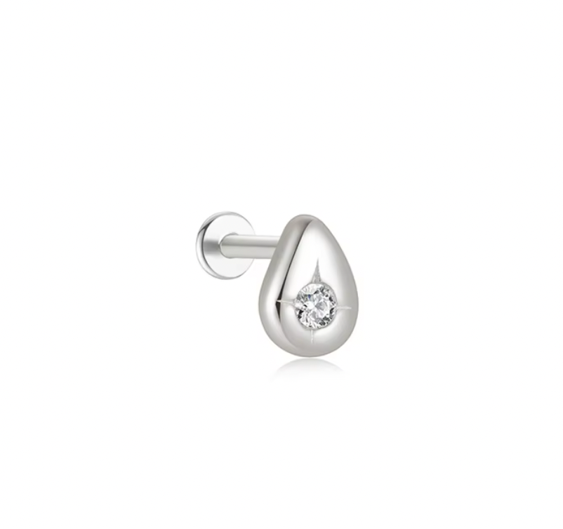 Bold Pear with Circle Stone Stud