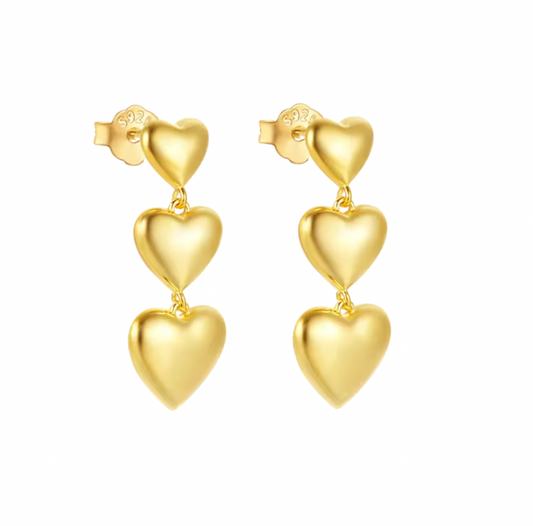 Bold Triple Hearts Dangling Earring