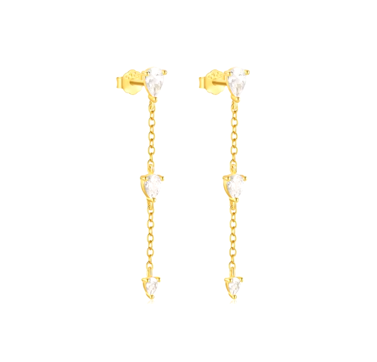 Triple Teardrops Tassel Earring