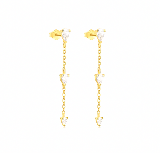 Triple Teardrops Tassel Earring