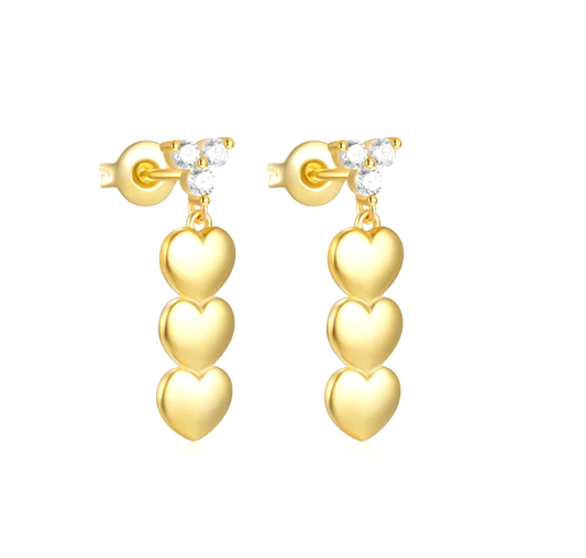 Trinity Triple Bold Hearts Earring