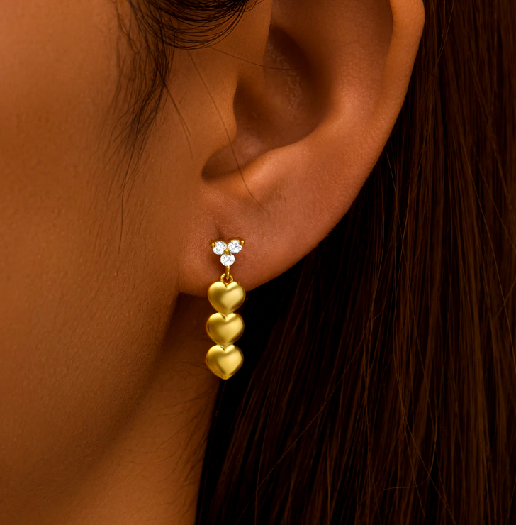 Trinity Triple Bold Hearts Earring