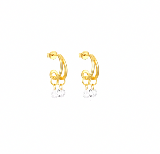 Double Illusion Hoop Dangling Crystals Earring