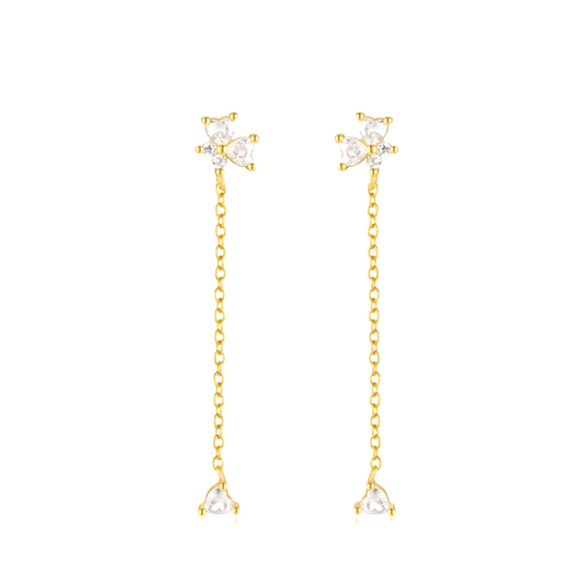 Double Hearts with Dangling Heart Tassel Earring