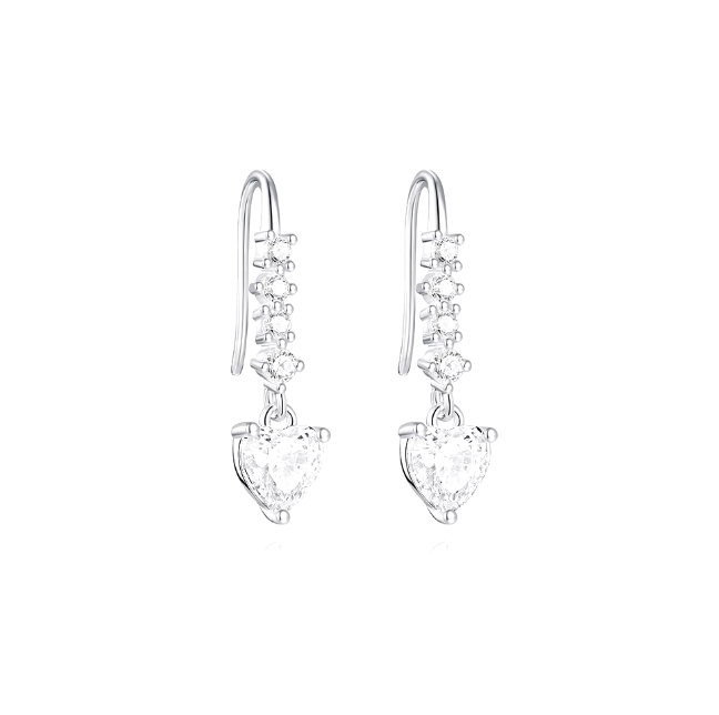 Dangling Circles Crystal Heart Hook Earring