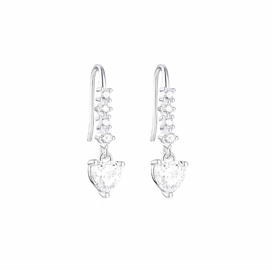 Dangling Circles Crystal Heart Hook Earring