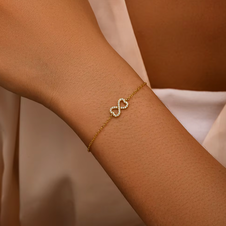 Double Heart Infinity Bracelet