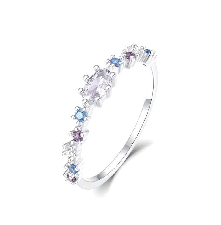 Blue Purple Circle Stones Ring