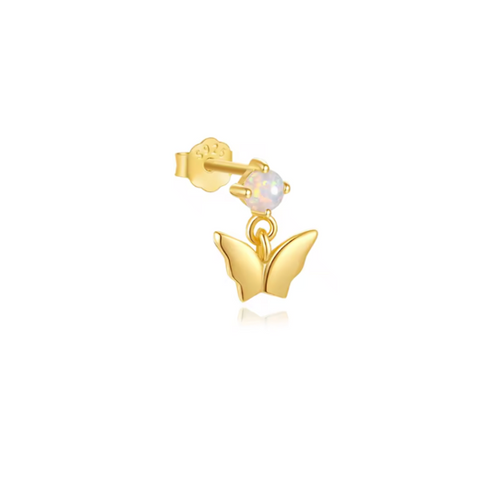 Circle Stone with Dangling Butterfly Stud Earring