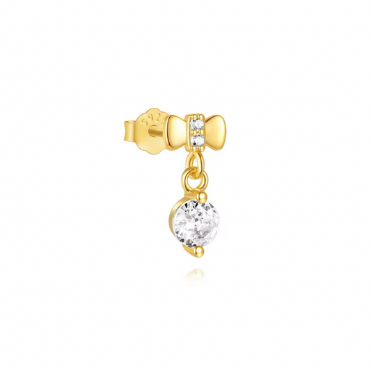 Bow with Dangling Crystal Earring