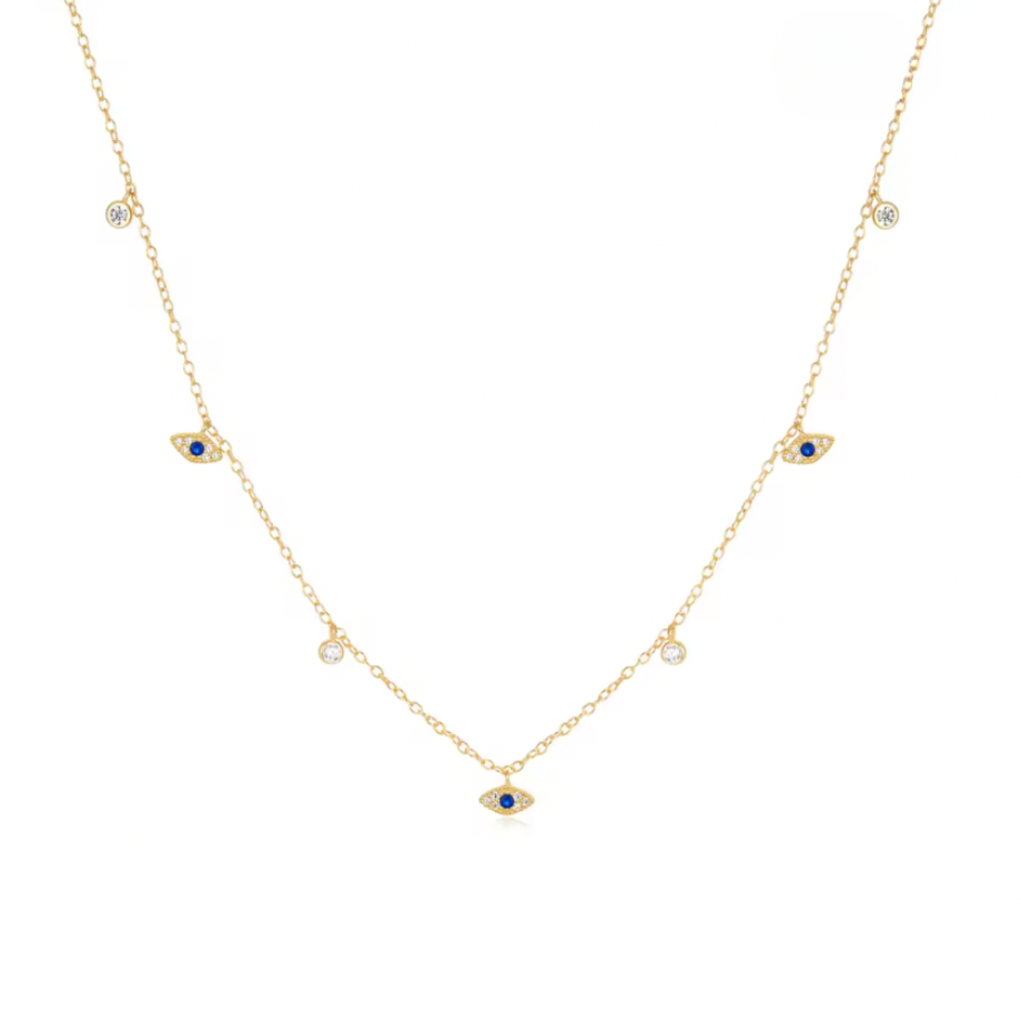 Dangling Evil Eyes & Circles Necklace