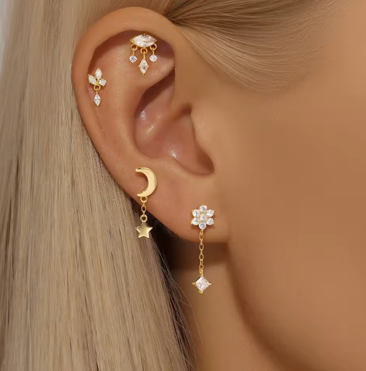 Dangling Marquise Circle Stud Earring