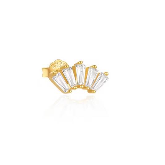 Curved Baguettes Stud Earring