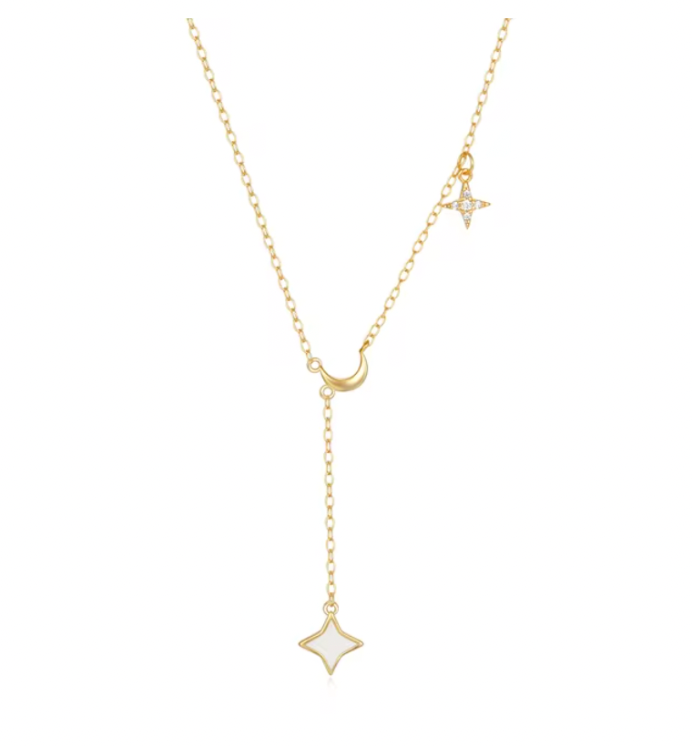 Moon Stars Lariat Necklace