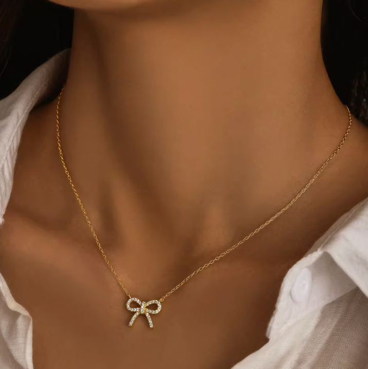 Pavé Bow Necklace