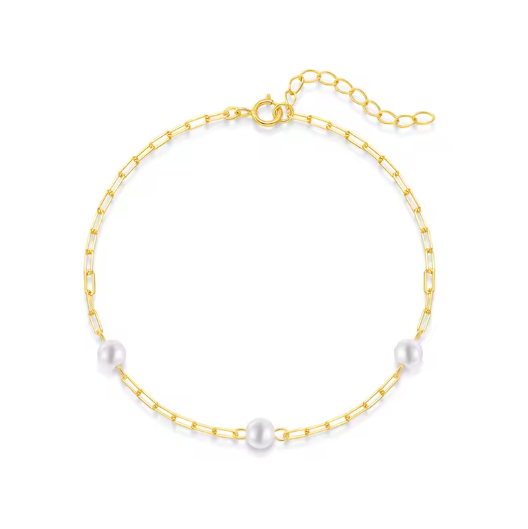 Triple Pearls Linked Bracelet