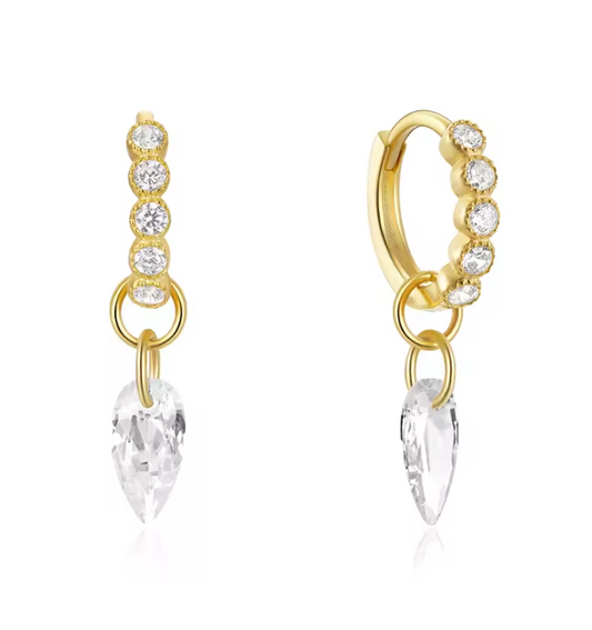 Teardrop Bubbly Crystals Hoops