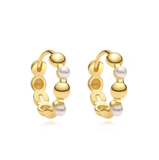 Bubbly Pearls Huggie Hoops