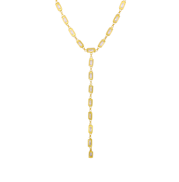 Crystal Baguettes Lariat Necklace