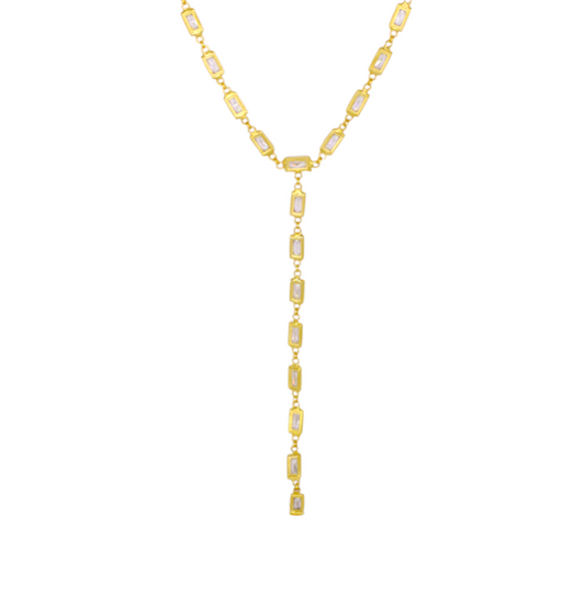 Crystal Baguettes Lariat Necklace