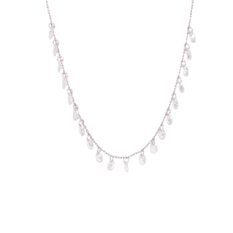Dangling Multi Crystal Ovals Necklace