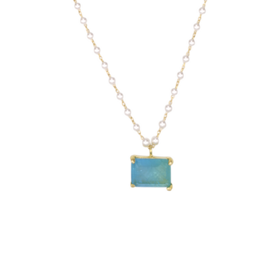 Ocean Baguette Pearls Necklace