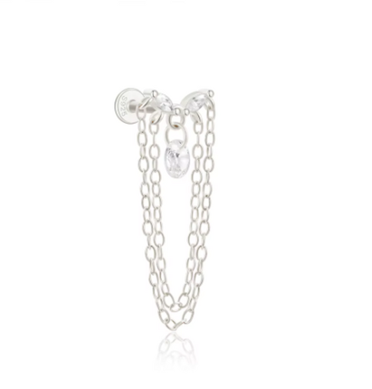 Chain on Double Marquise Crystal Stud
