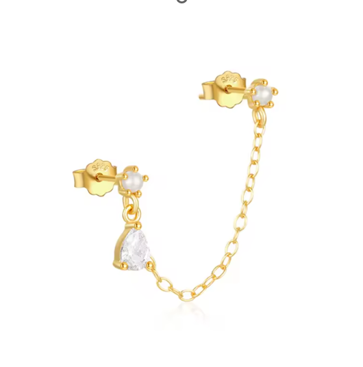 Chain on Circles Teardrop Earring