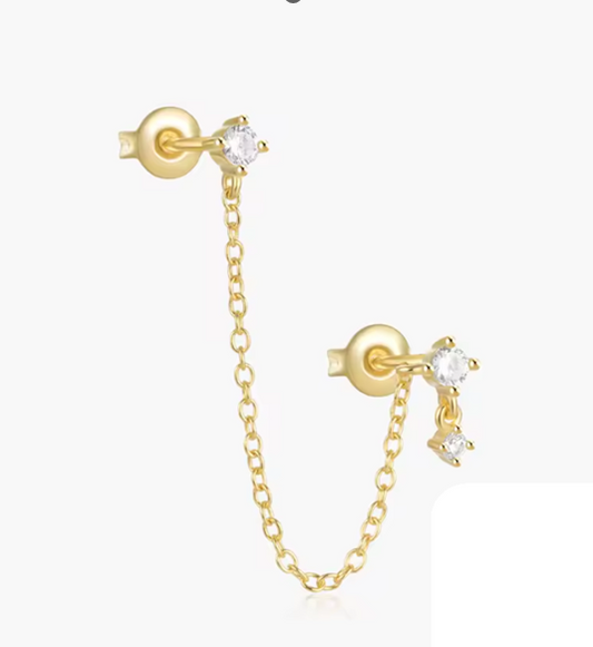 Chain on Crystals Earring