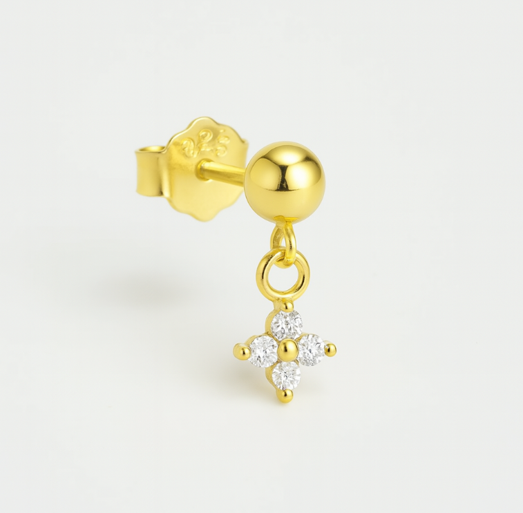 Golden Ball Dangling Flora Earring