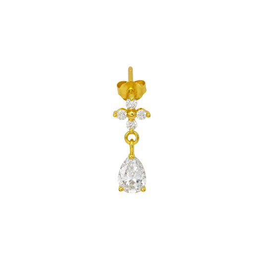 Four Petals Drop Pear Stud
