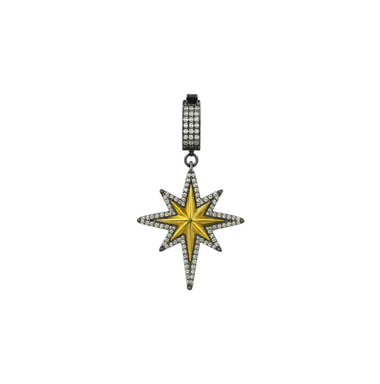 Black Pavé North Star with Gold Star Pendant