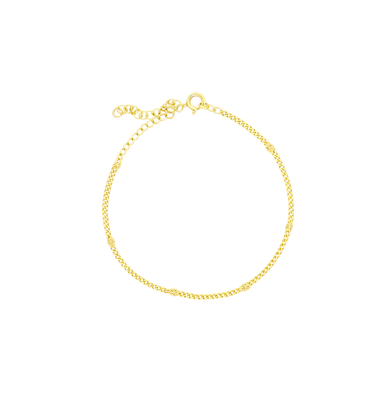 Textured Circles Curb Chain Bracelet