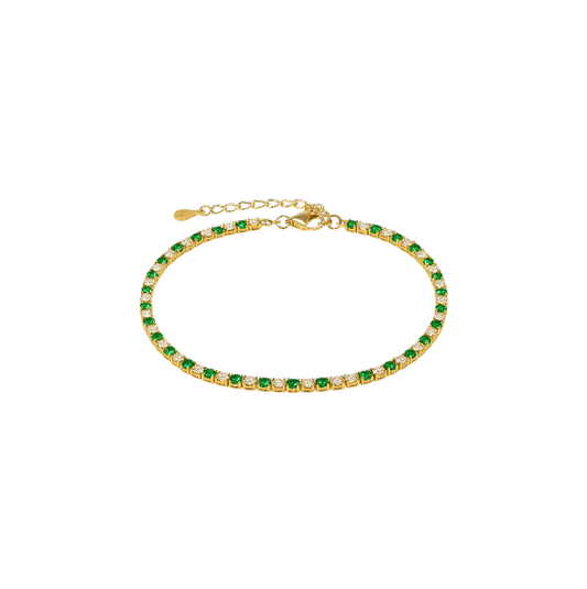 Green White Tennis Bracelet