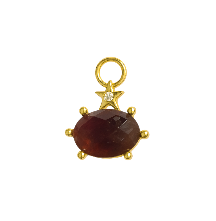 Oval Stone Star Charm