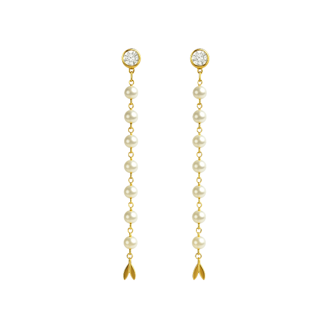 Crystal Drop Pearls Tassel Earring