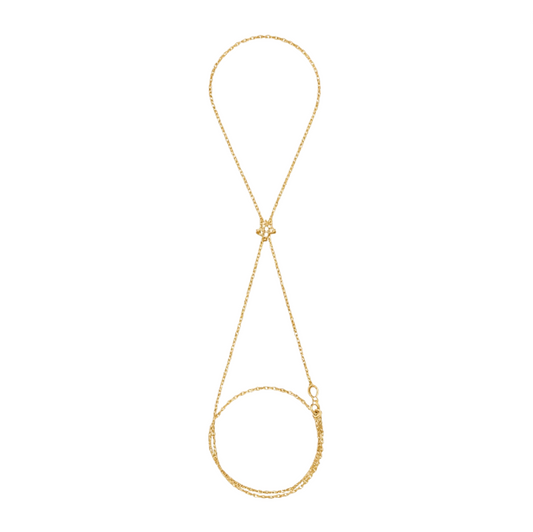 Double Chain Pavé Star Hand Chain