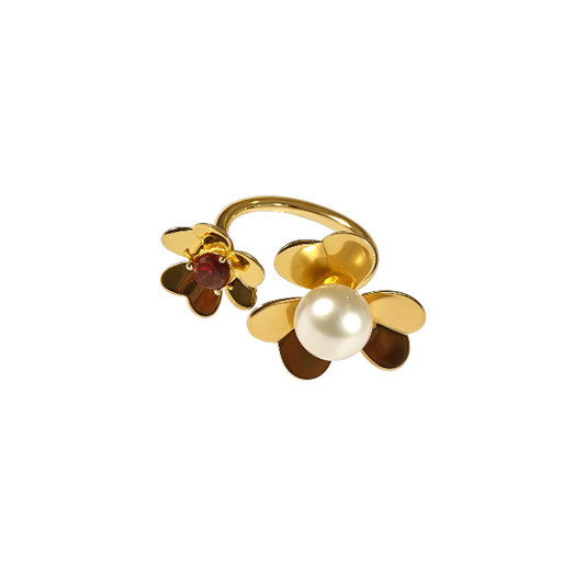 Pearl & Gem Flower Ring