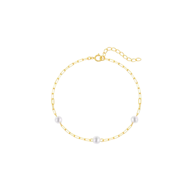 Triple Pearls Linked Bracelet