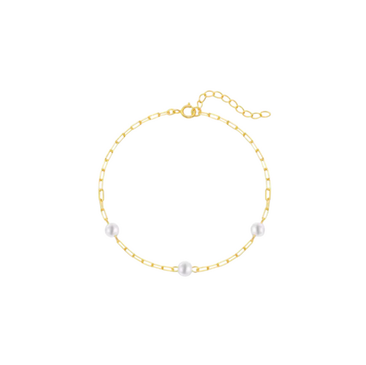 Triple Pearls Linked Bracelet