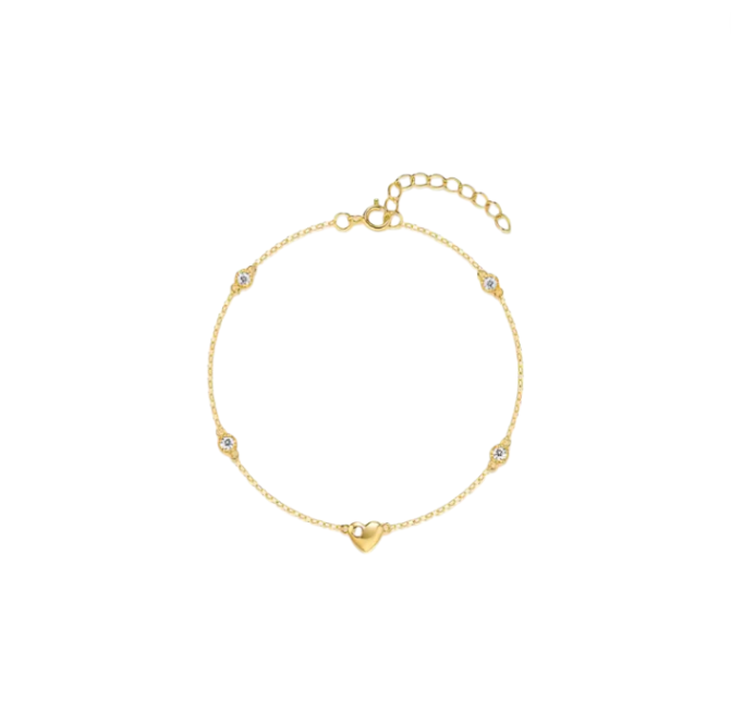 Golden Heart Crystal Circles Bracelet