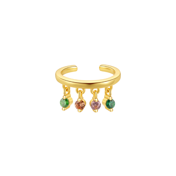 Dangling Colourful Stones Earcuff