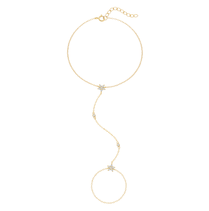 Double Pavé Stars Circle Stones Handchain