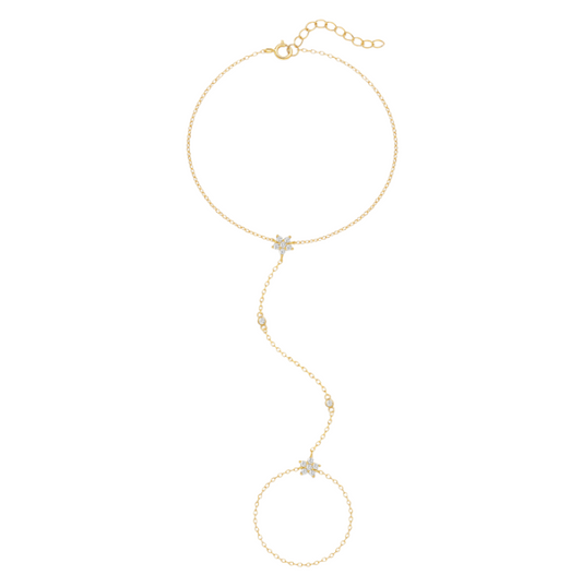 Double Pavé Stars Circle Stones Handchain