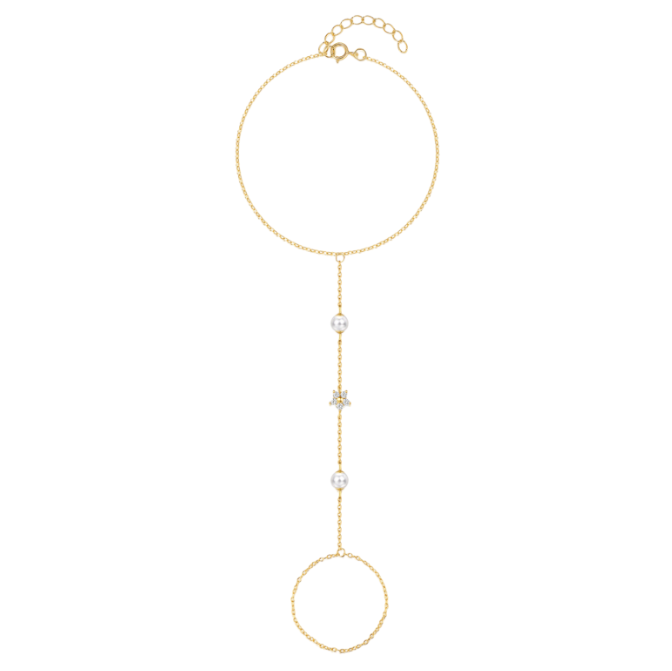 Pavé Star Double Pearls Handchain