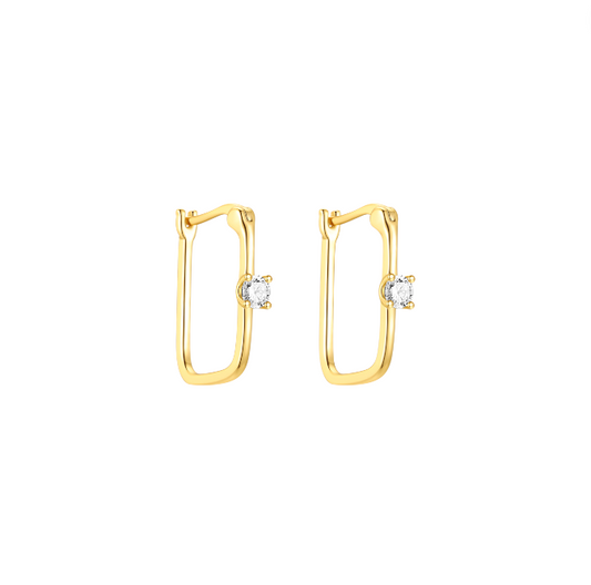 Circle Stone Square Hoops