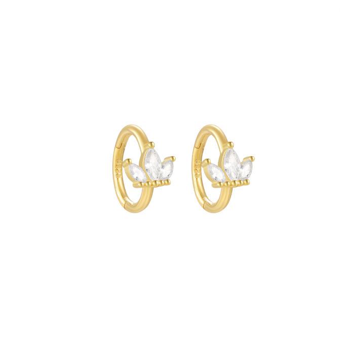 Crystal Lotus Huggie Hoops