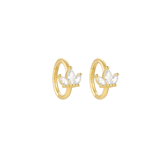 Crystal Lotus Huggie Hoops